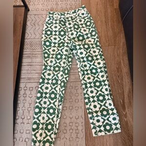 PAC sun Green and White Floral Pants